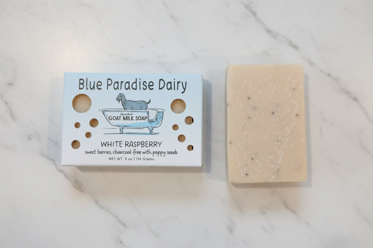 🤍 White Raspberry Goat Milk Soap – JSW Farms and Blue Paradise Dairy